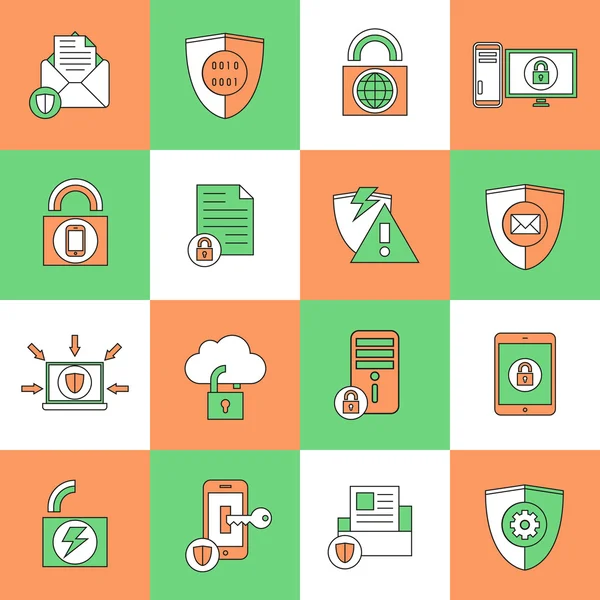 Ikony bezpieczeństwa ochrony danych — Wektor stockowy
