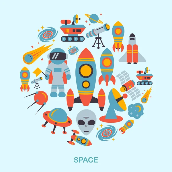 Espacio iconos plana — Vector de stock