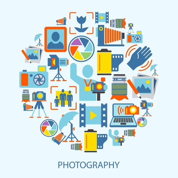 Photography icons flat Stock Vector