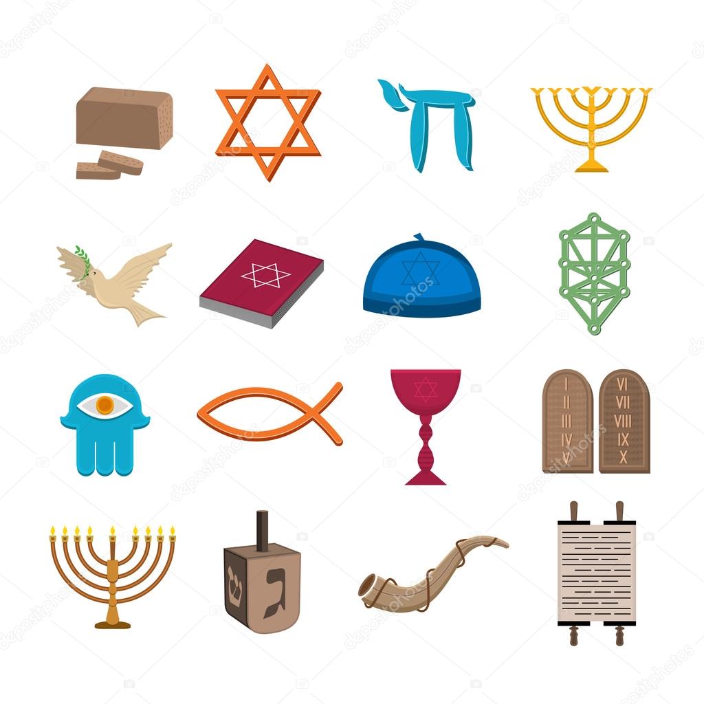 Judaism icons set