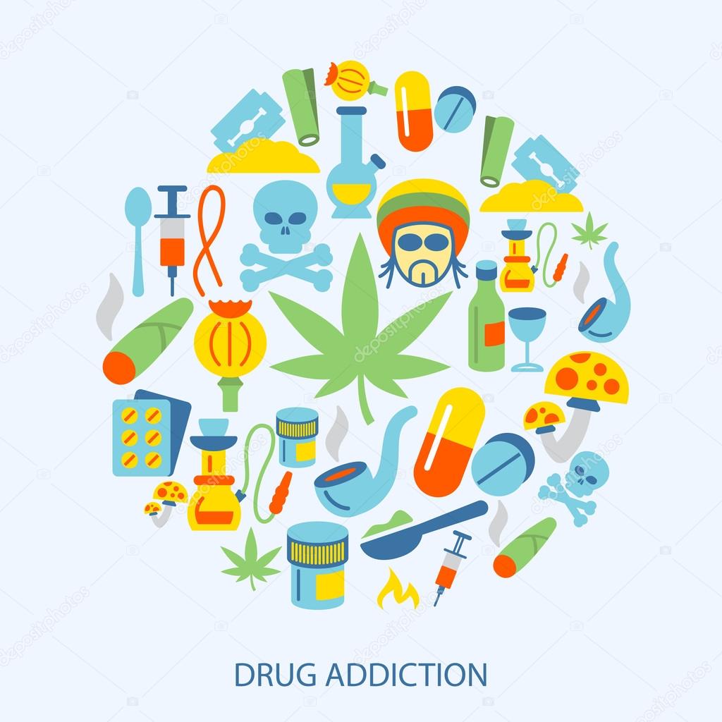 Drugs icons flat