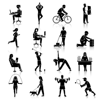 Physical activity icons black clipart