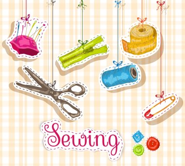 Sewing sketch composition clipart