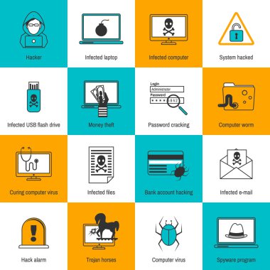 hacker simgeler düz çizgi