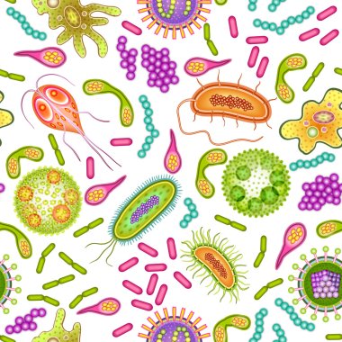 bakteri ve virüs kesintisiz renk desen