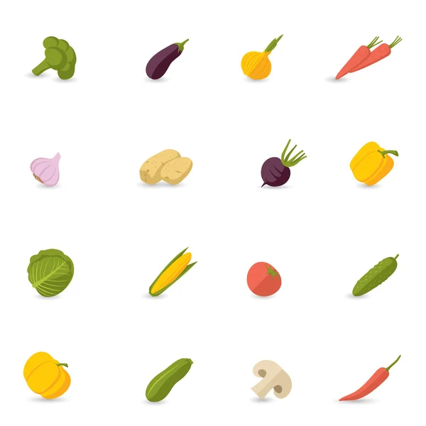 Zelenina ikony plochá sada — Stockový vektor