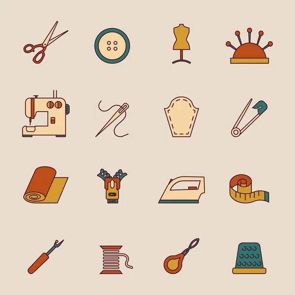 Sewing Equipment Icons Set — Stock Vector