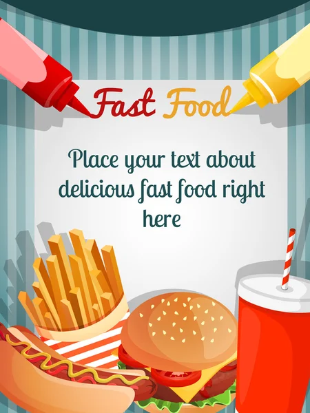 Cartaz de menu de comida rápida — Vetor de Stock