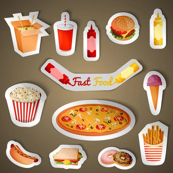 Fast food stickers — Stock Vector