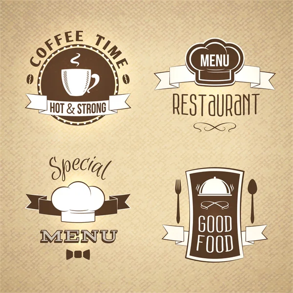 Restaurant menu emblemen getextureerde instellen — Stockvector