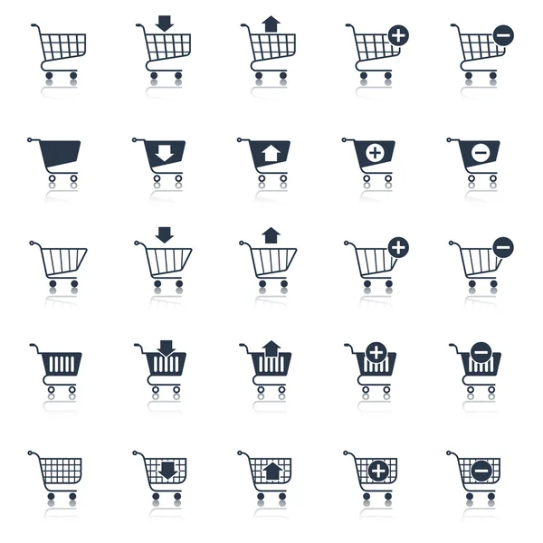 Shopping cart icons black — Stock Vector
