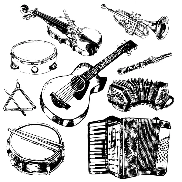 Conjunto de iconos de instrumentos musicales — Archivo Imágenes Vectoriales