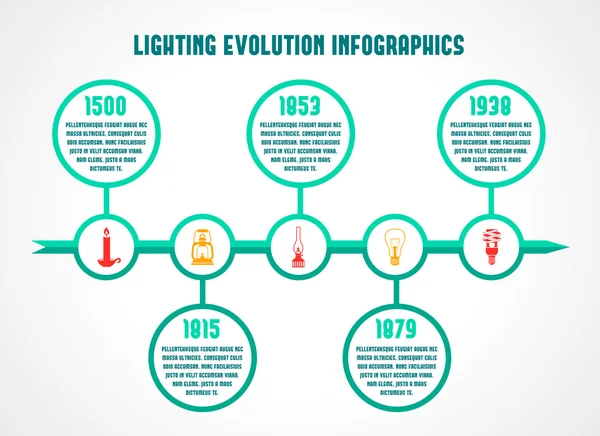 Lanterna e lâmpadas infográfico —  Vetores de Stock