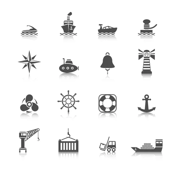 Sea port icons set — Stock Vector