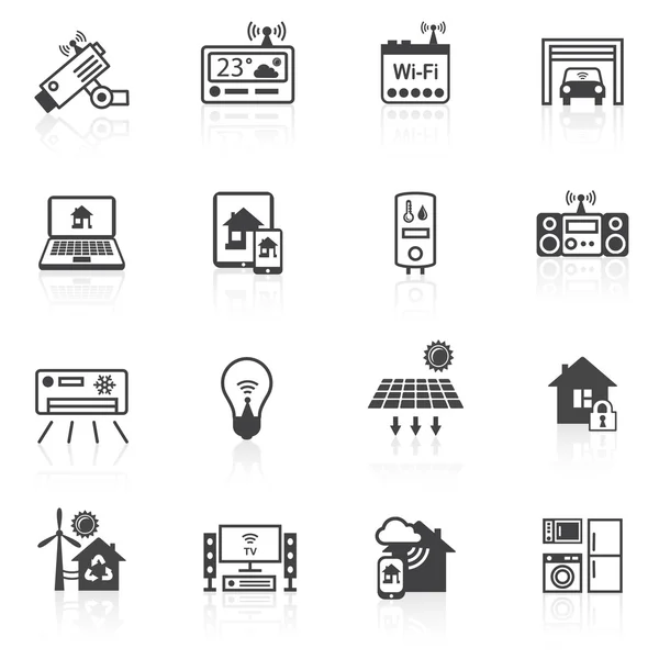 Smart home iconos negro — Archivo Imágenes Vectoriales