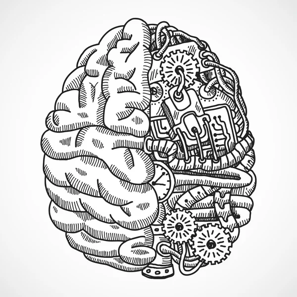 Cerveau comme machine de traitement — Image vectorielle