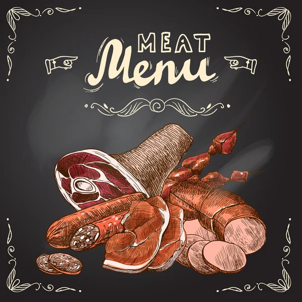 Carne cartel pizarra — Vector de stock