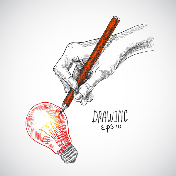Hand drawing lightbulb