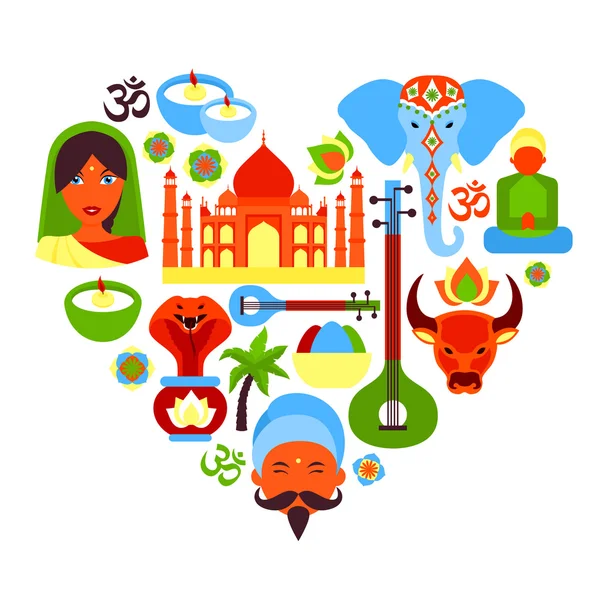 India symbols heart — Stock Vector