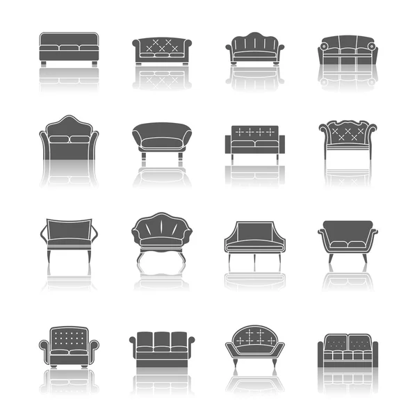 Sofa pictogram zwart — Stockvector