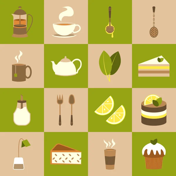 Conjunto de iconos de té — Vector de stock