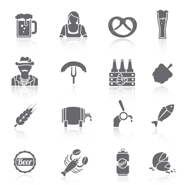 Beer icons set black — Stock Vector