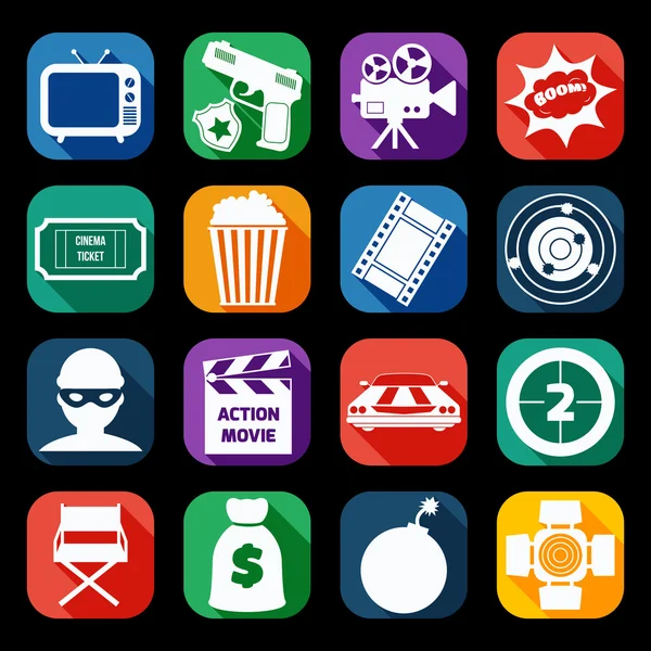 Action Movie Icons Set — Stock Vector