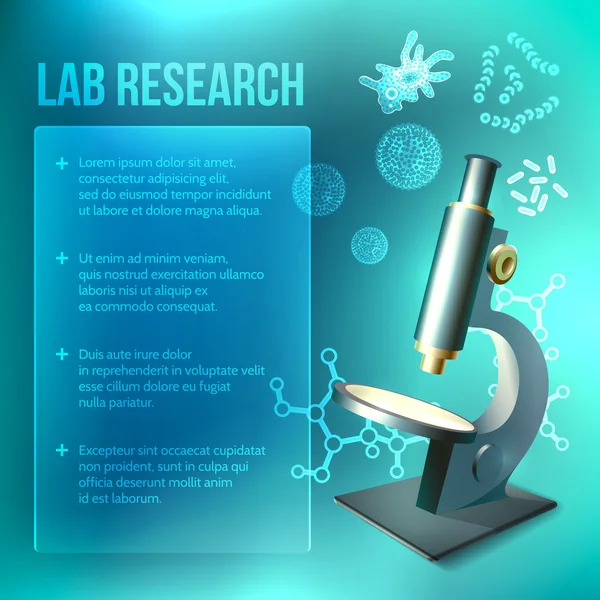 Investigación de bacterias y virus en laboratorio — Vector de stock