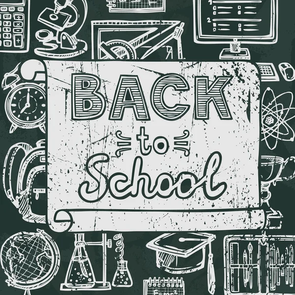 Terug naar school schoolbord poster — Stockvector
