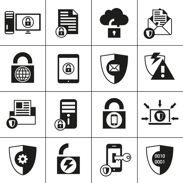 Protección de datos iconos de seguridad — Vector de stock