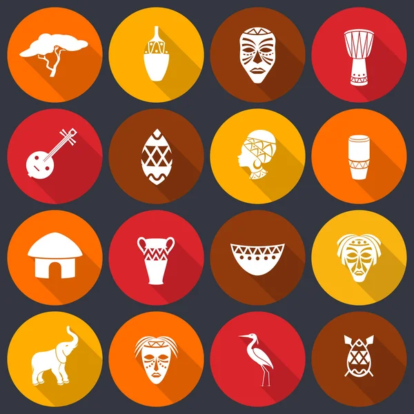 África iconos conjunto plano — Archivo Imágenes Vectoriales