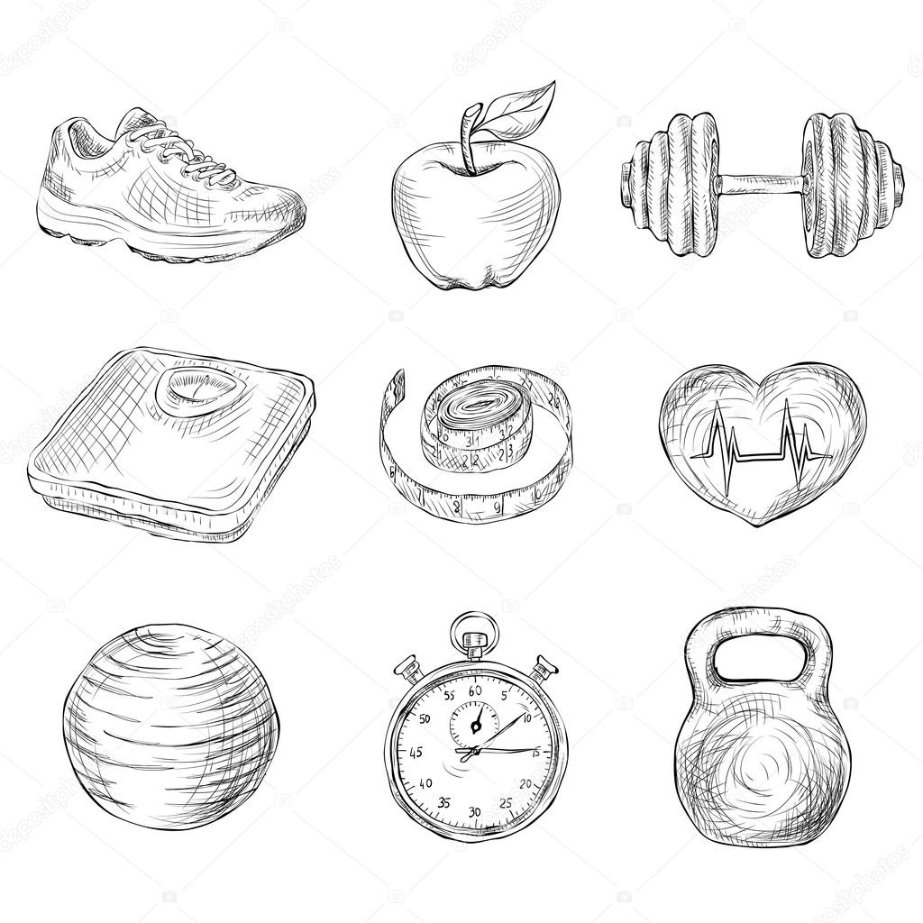 Fitness sketch icons