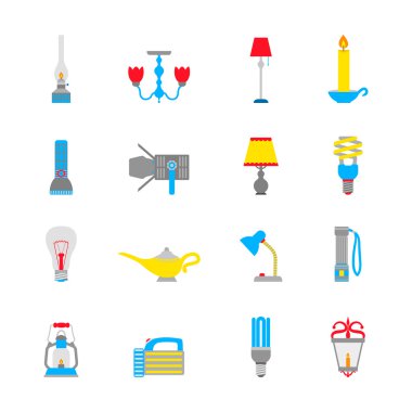 Flashlight and Lamps Icons clipart