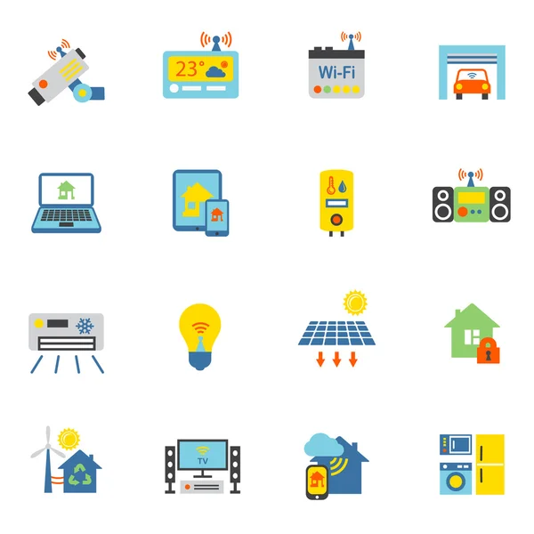 Smart Home Iconos plana — Vector de stock