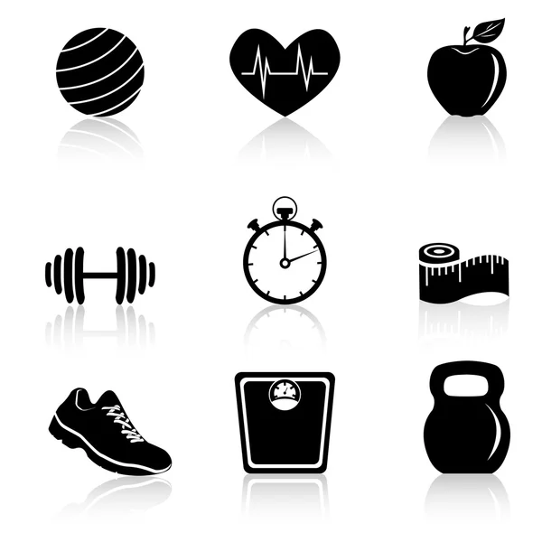 Fitness black icons — Stock Vector