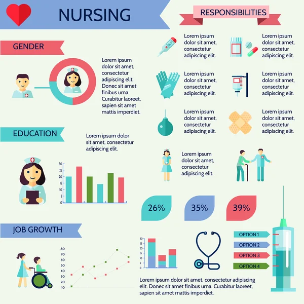 Set infografis Perawat - Stok Vektor