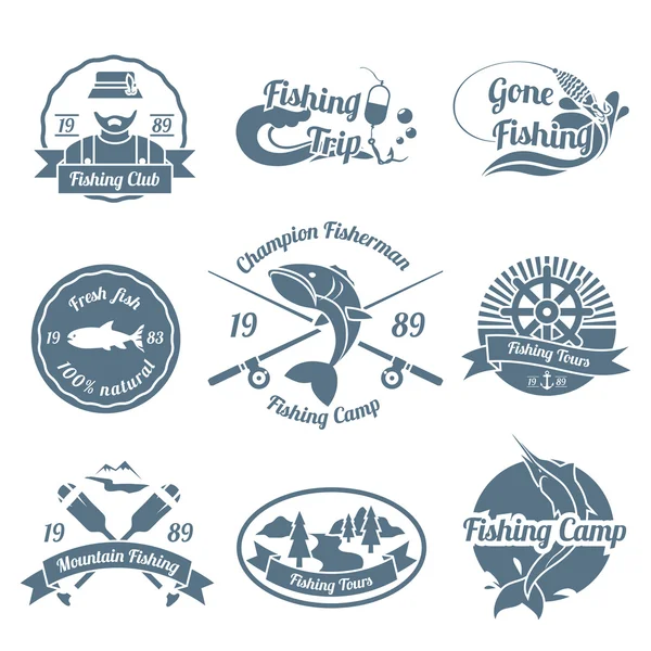 Set de etiquetas de pesca — Archivo Imágenes Vectoriales