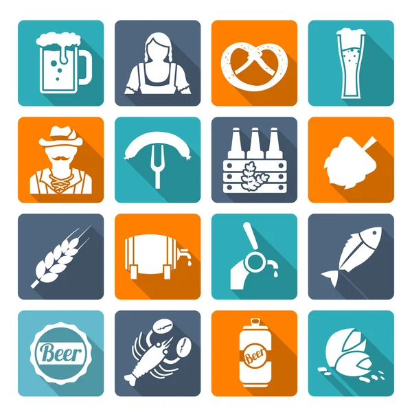 Beer icons set flat — Stock Vector