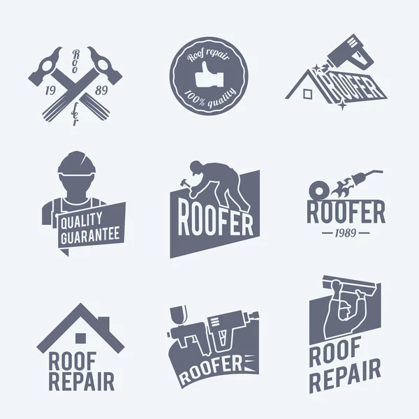 Set de etiquetas Roofer gris — Vector de stock