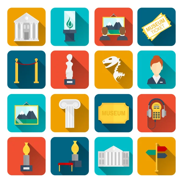 Museum icons flat — Stock Vector