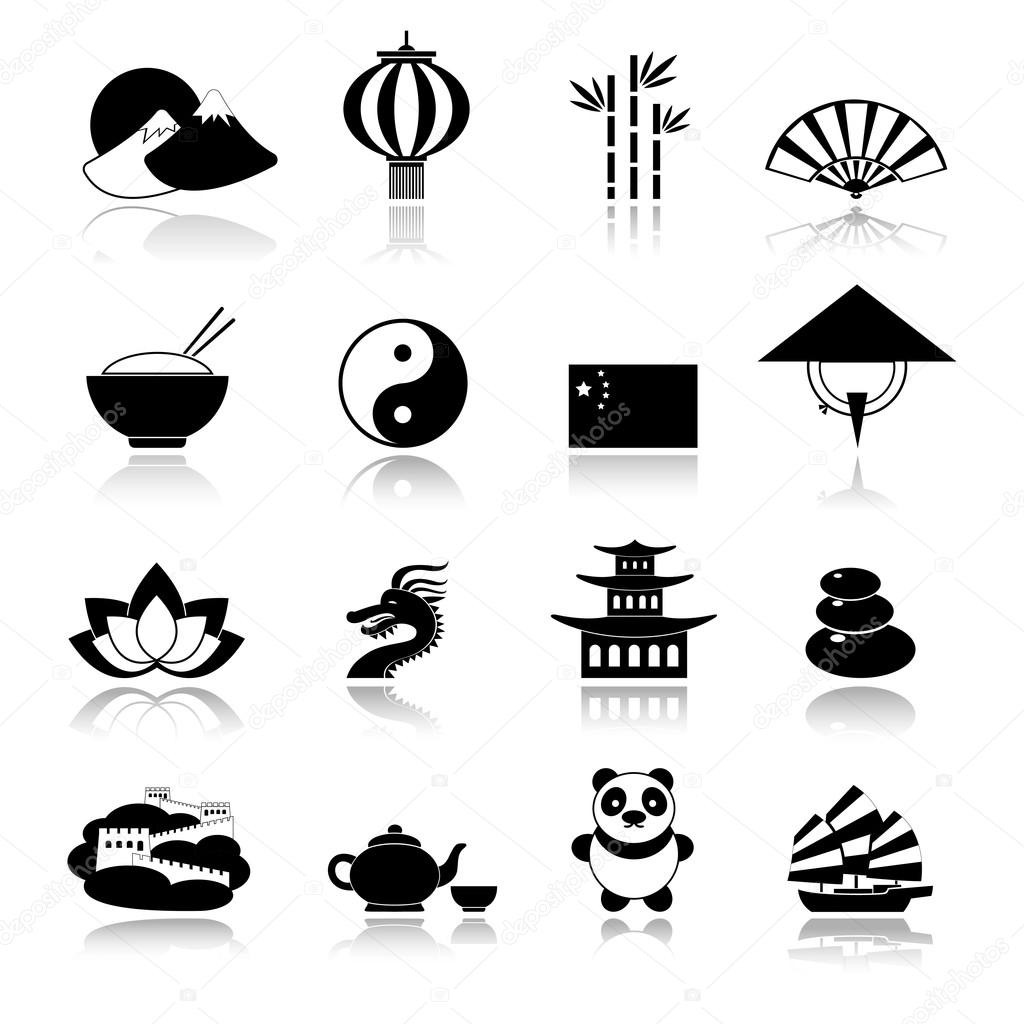 China icons set black