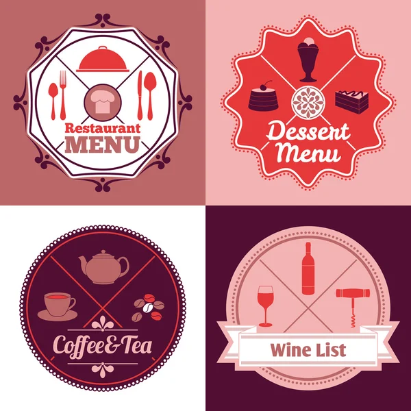 Restaurant menu embleem instellen kleur — Stockvector