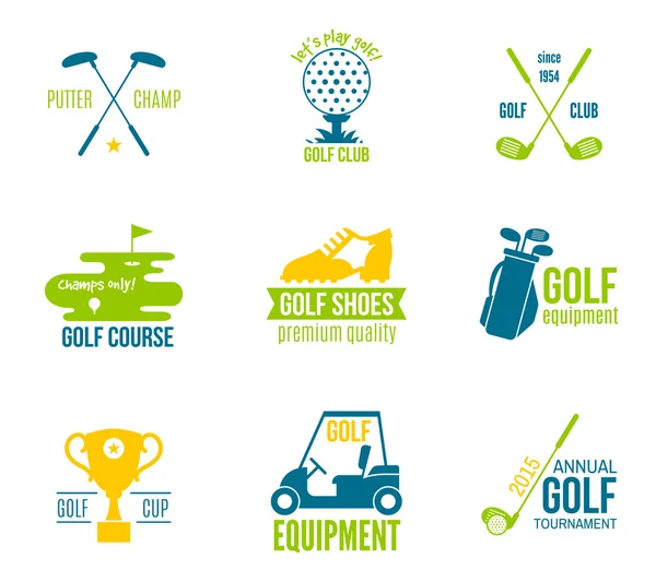 Juego de etiquetas de golf — Vector de stock