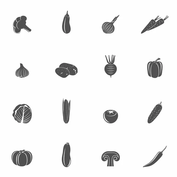 Gemüse Symbole schwarz set — Stockvektor