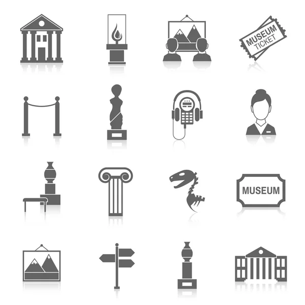 Museum icons black — Stock Vector