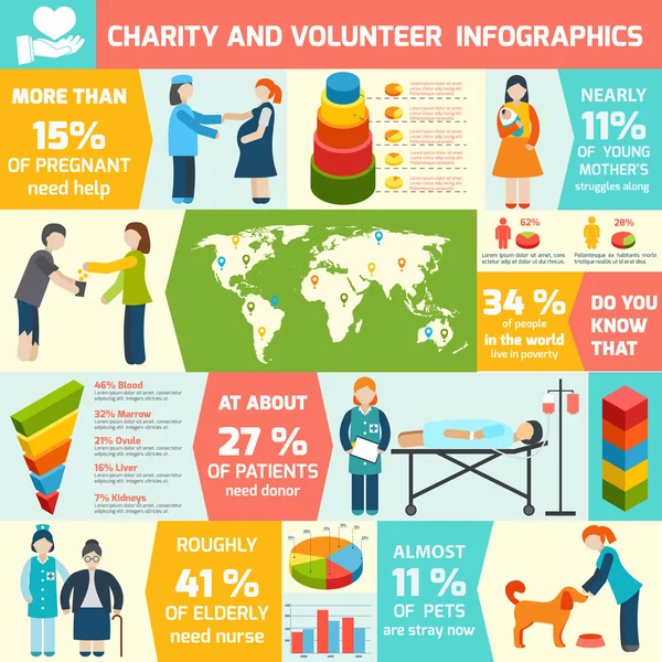 Volunteer infographic set — Stock Vector