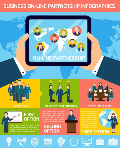 Infografica partnership commerciale — Vettoriale Stock