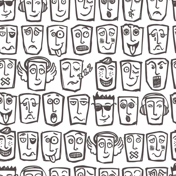 Sketch emoticons seamless pattern — Stock Vector