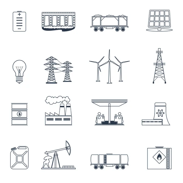 Ensemble de contours d'icônes énergétiques — Image vectorielle