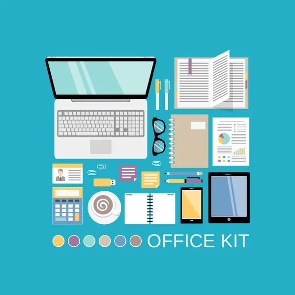 Office kit decoratieve — Stockvector